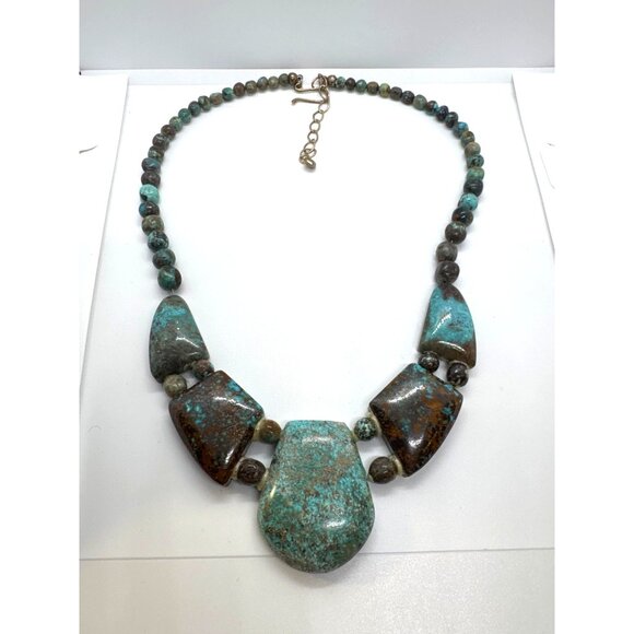 Jay King DTR Turquoise Chunky Statement Necklace Sterling Silver China Boho Art - Picture 7 of 16